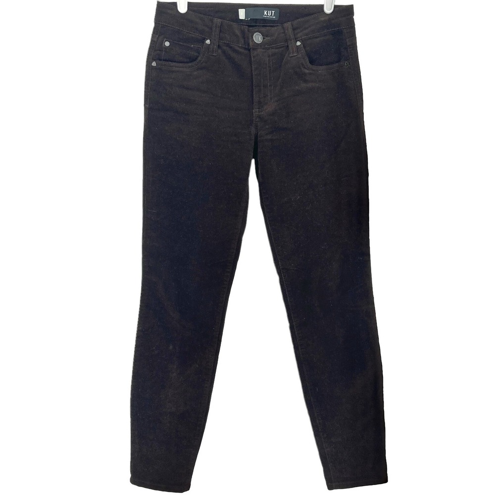 Kut from the Kloth Women's Corduroy Pants Size 2 Skinny Mid Rise Stretch Brown